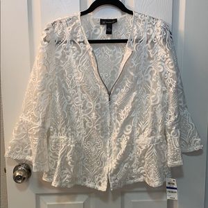 INC International Concepts Sheer White Lace Jacket